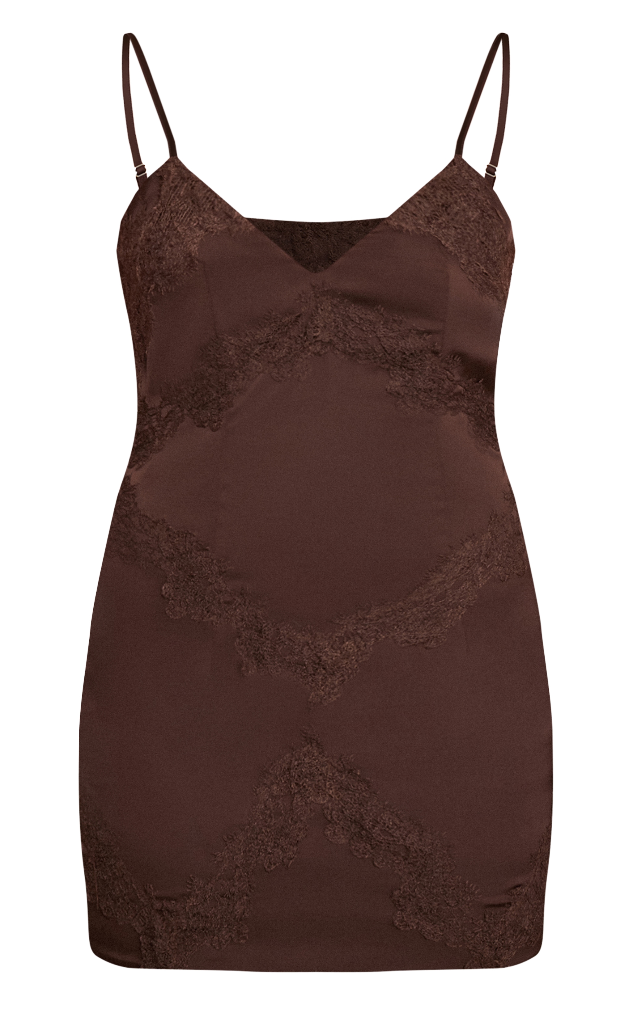 Chocolate Satin V Neck Mini Dress image 5