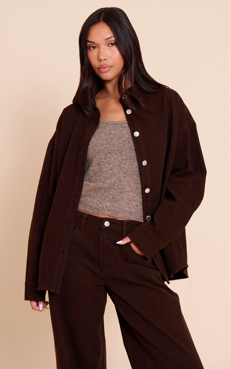Dark Chocolate Oversized Classic Denim Shirt image 1