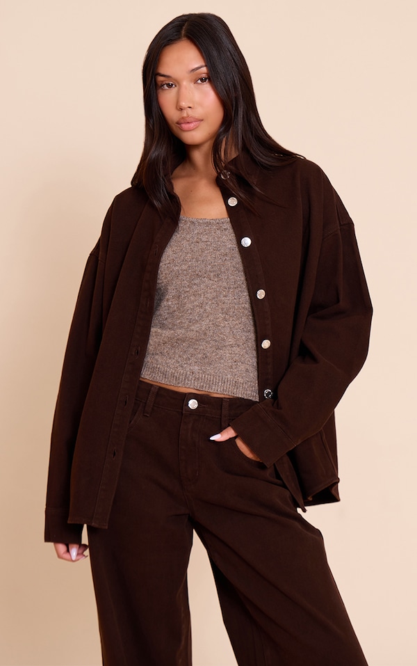 Dark Chocolate Oversized Classic Denim Shirt