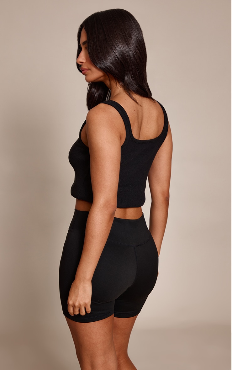 Petite Black High Waist Sculpt Gym Shorts image 3