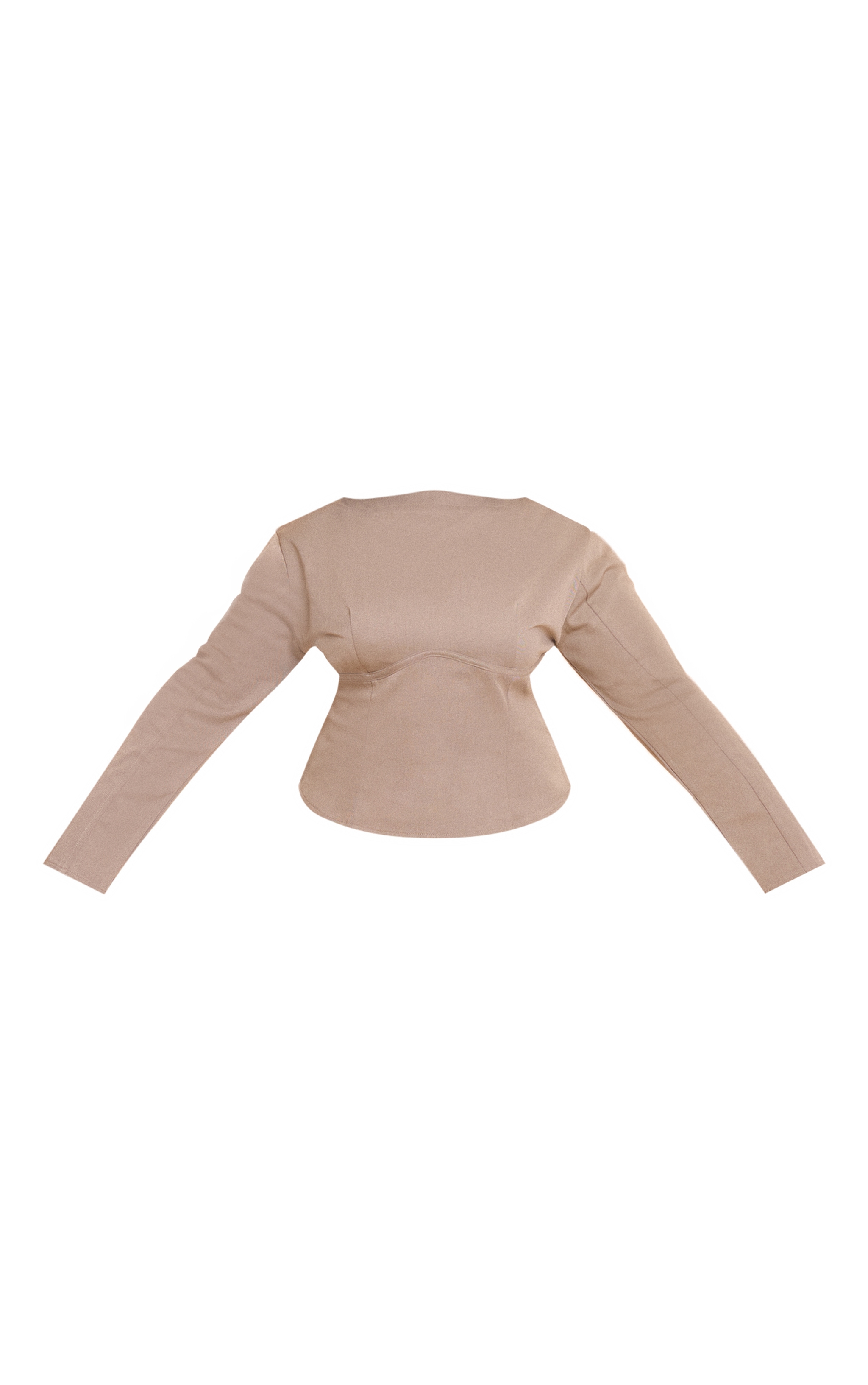 Plus Cream Woven Cinched Waist Detail Long Top image 5