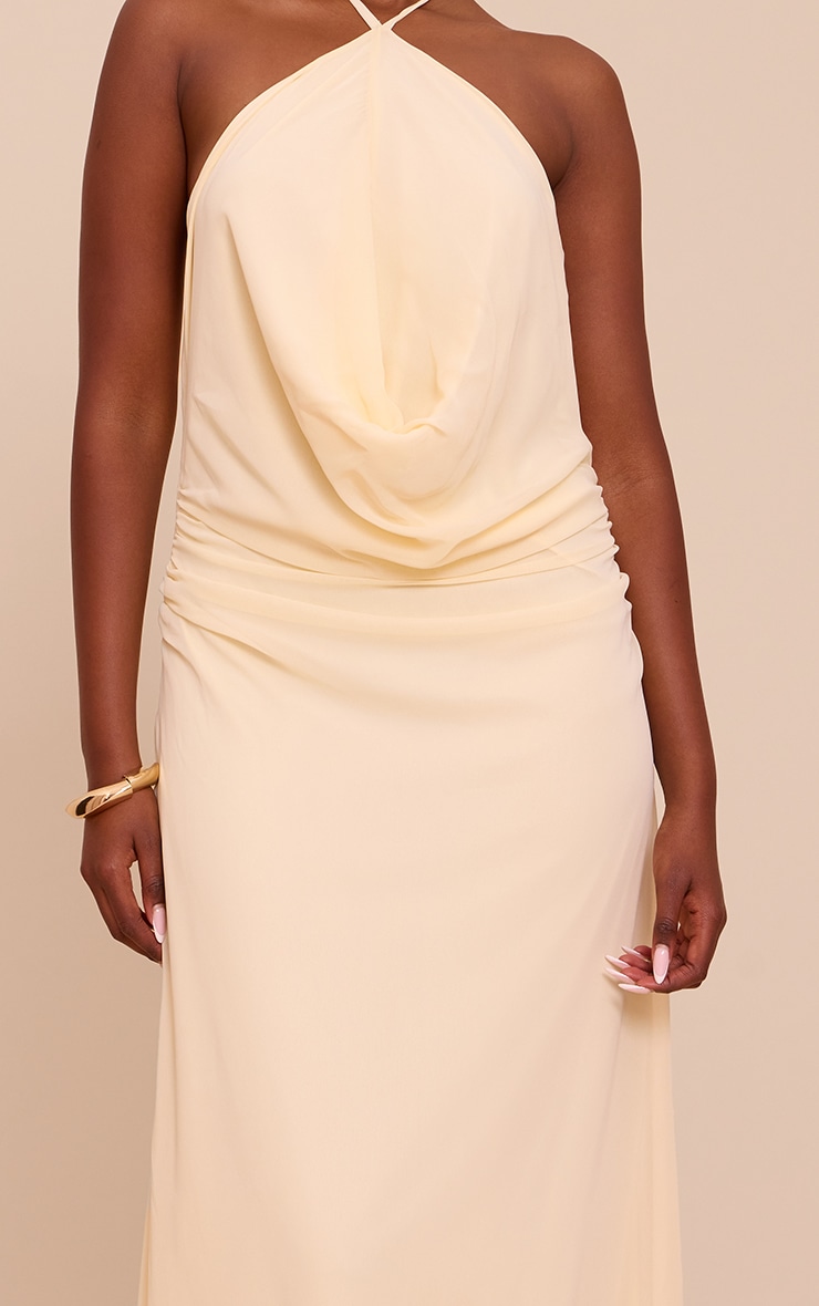 Butter Cream Chiffon Halterneck Maxi Dress image 4
