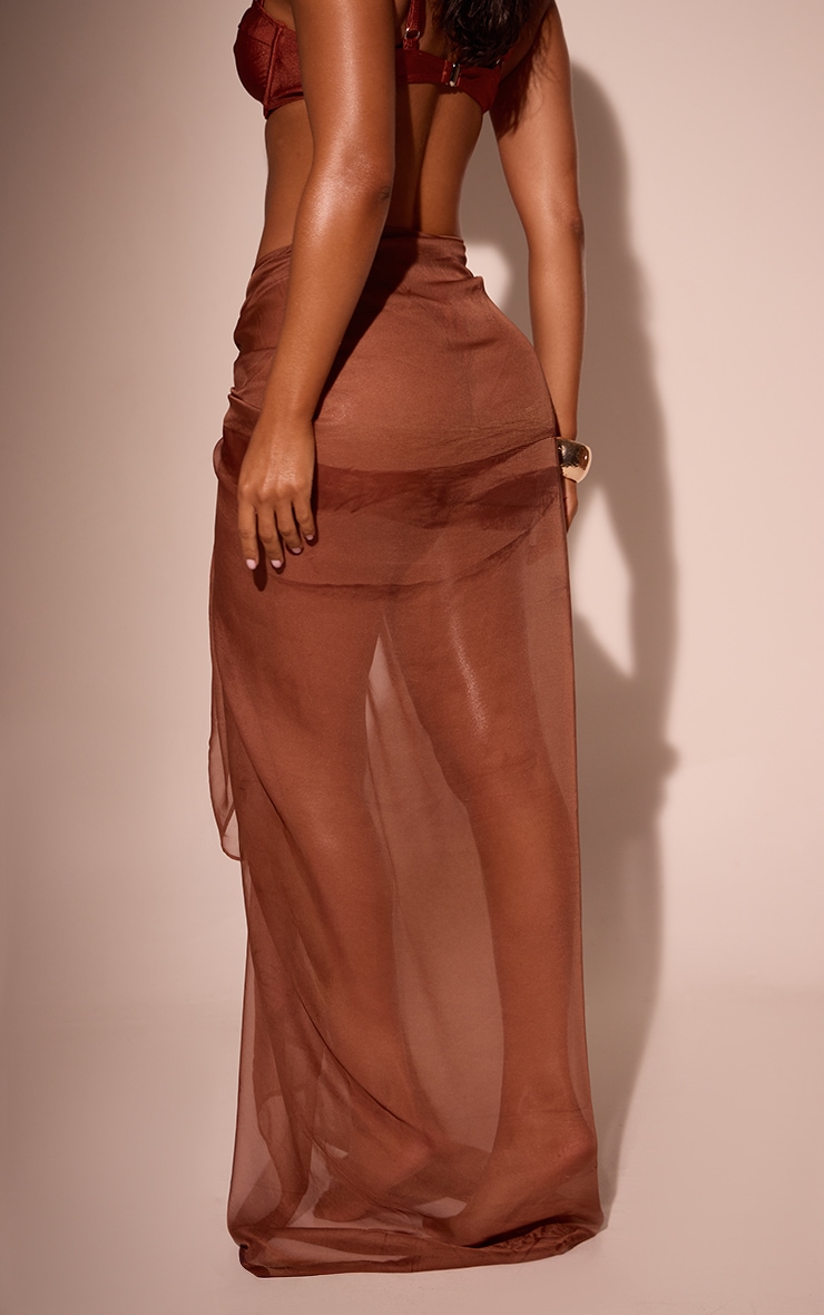 Brown Silk Feel Sheer Maxi Sarong image 3