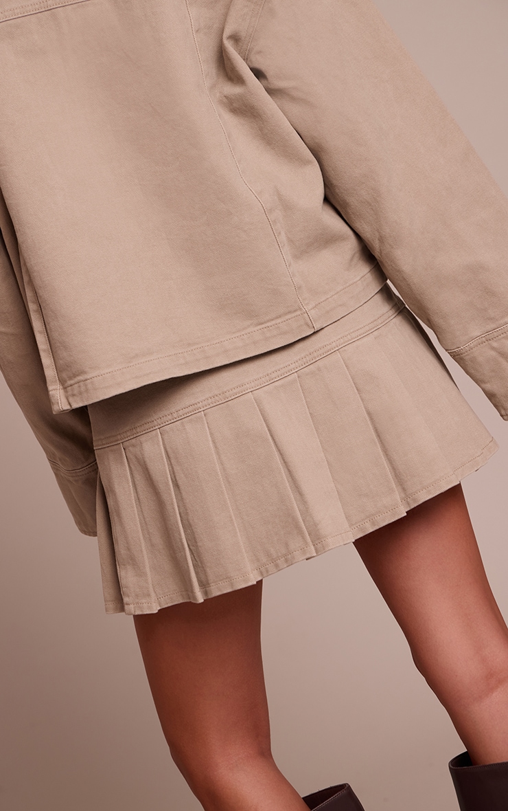Stone Pleated Denim Mini Skirt image 3