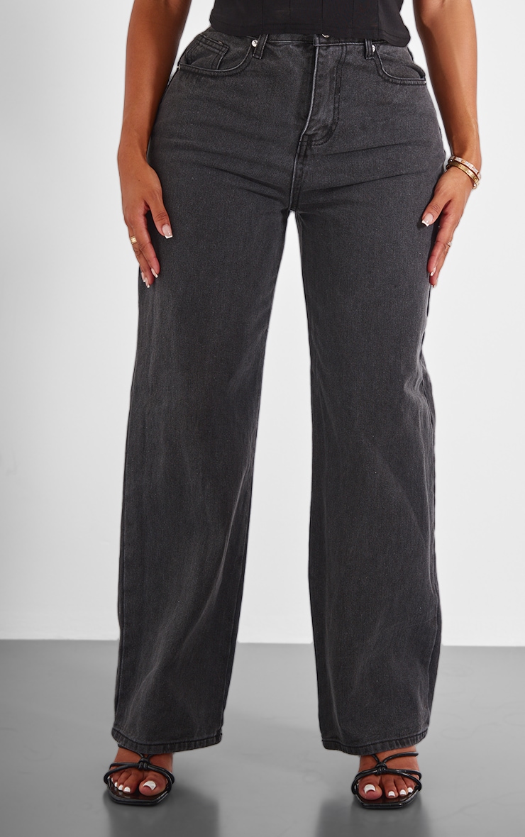 Shape Black Denim Unavailable Print Wide Leg Jeans | Shape