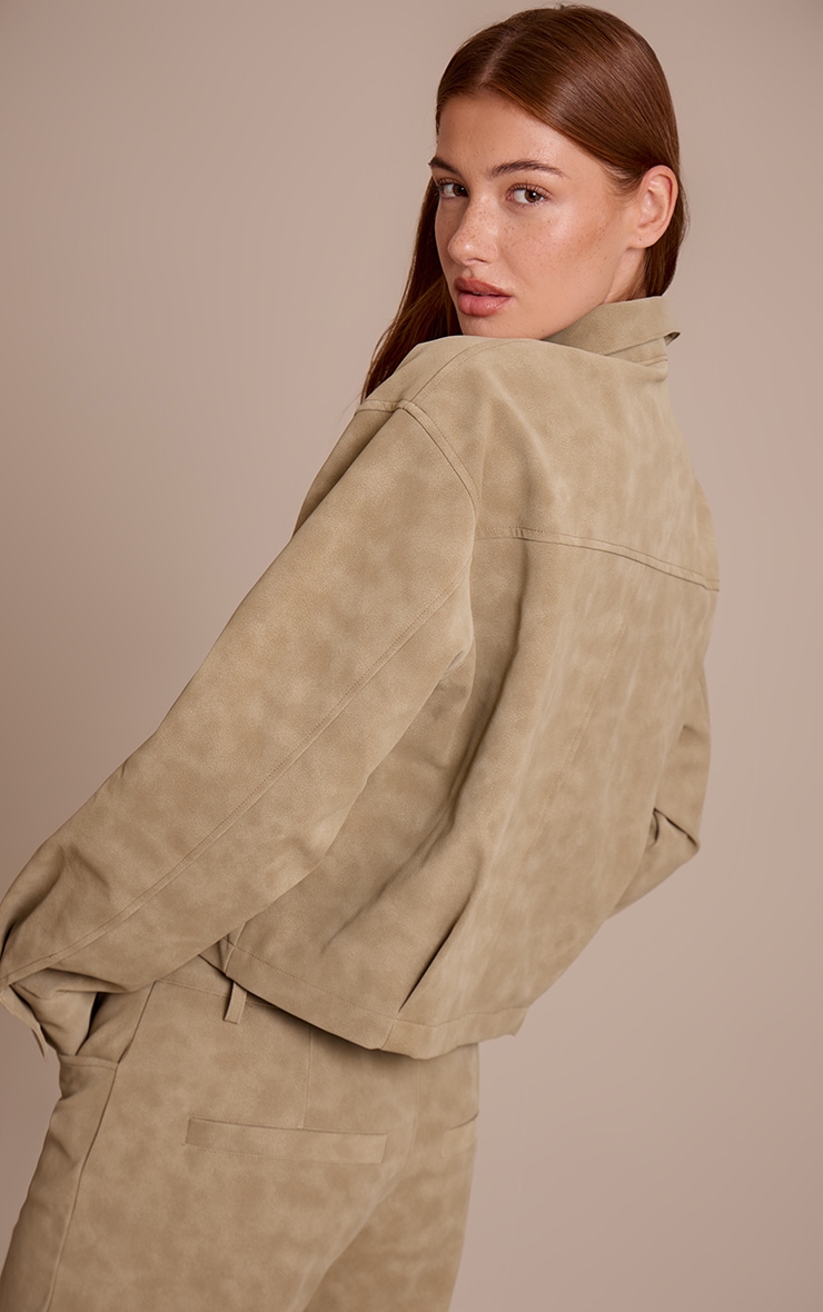 Veste en PU gris pierre délavé à décolleté image 2