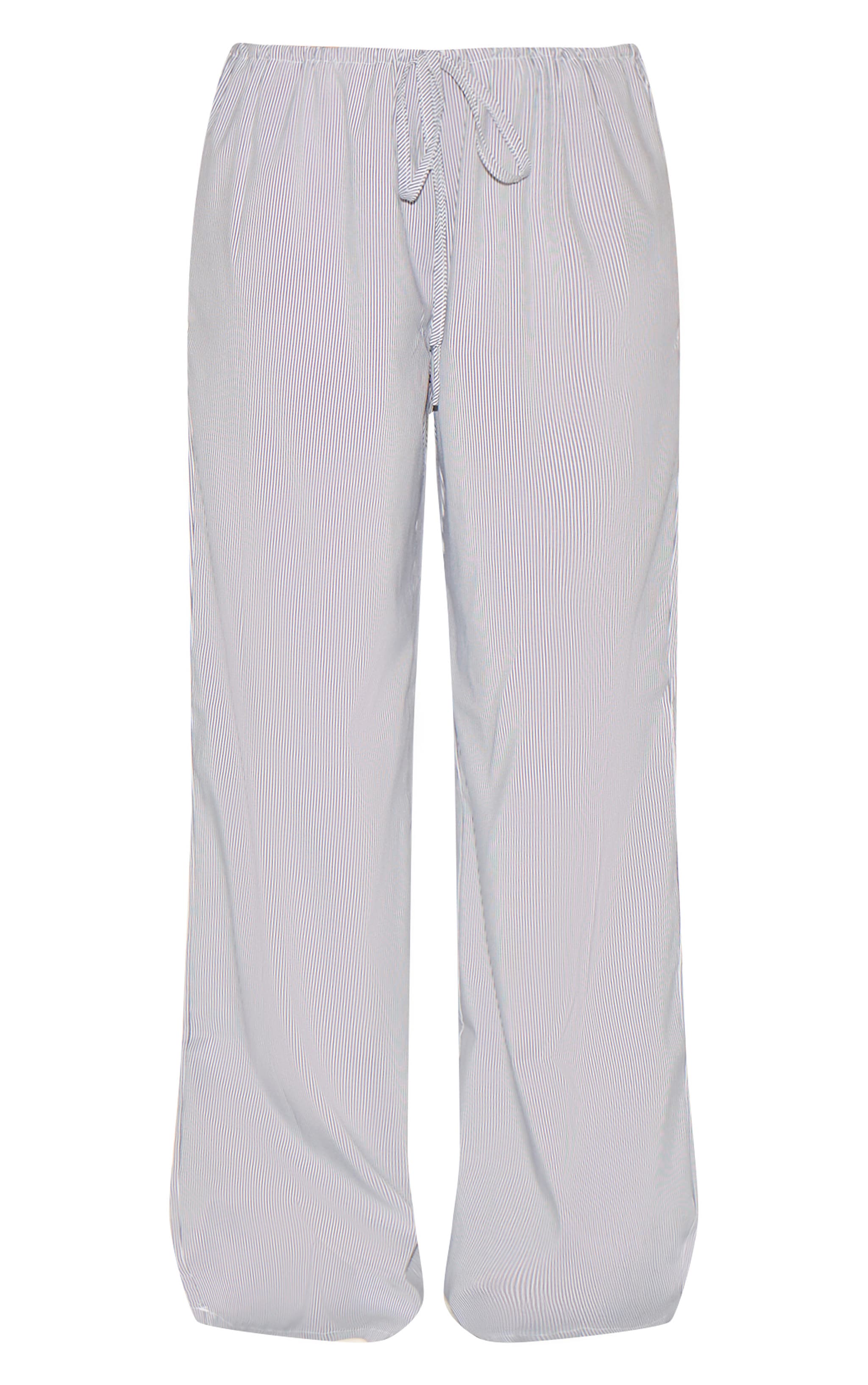 Pantalon taille basse noir à rayures fines et cordons ajustables image 5