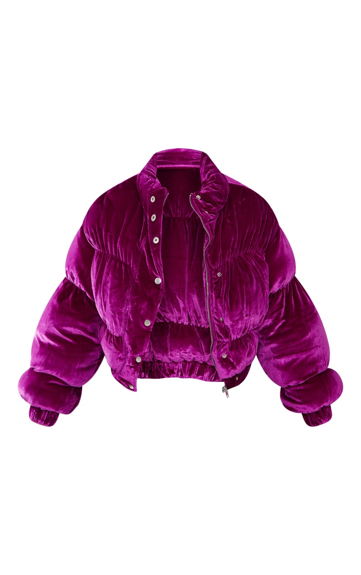 Petite Doudoune oversize en velours violet effet bulles image 5