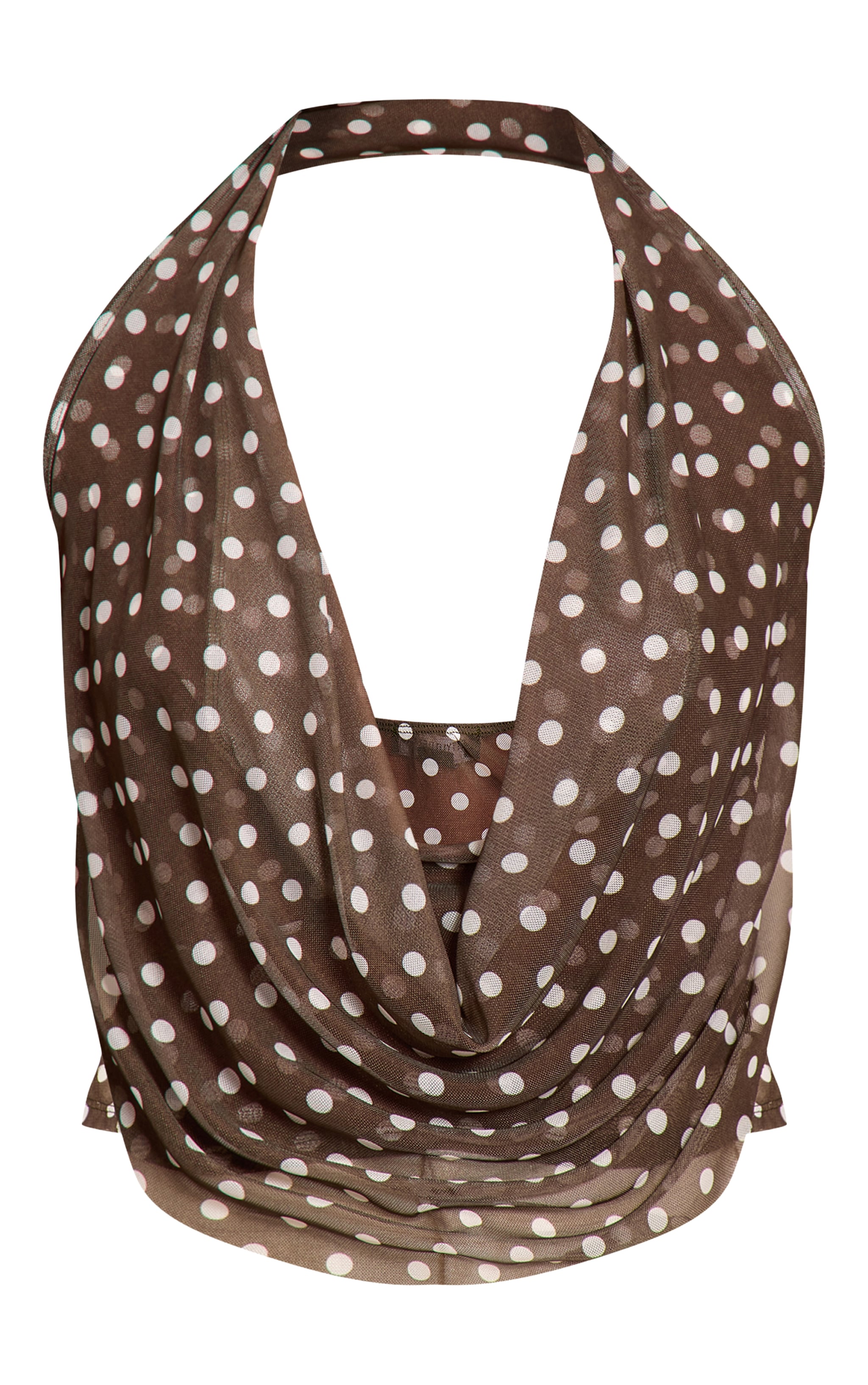 Top en mesh marron à pois et dos nu image 5