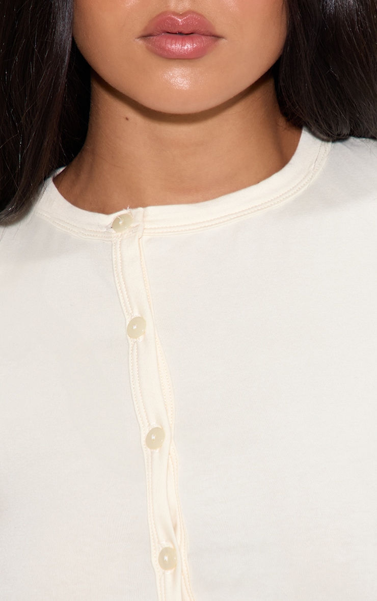 Almond Cotton Asymmetric Button Down Top image 4
