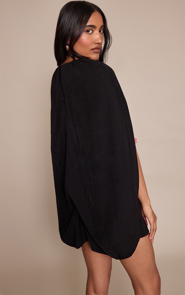 Black Woven Asymmetric Mini Bodycon Dress image 2