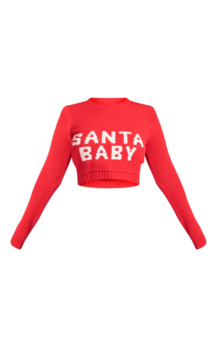 Red Santa Baby Cropped Christmas Sweater image 5