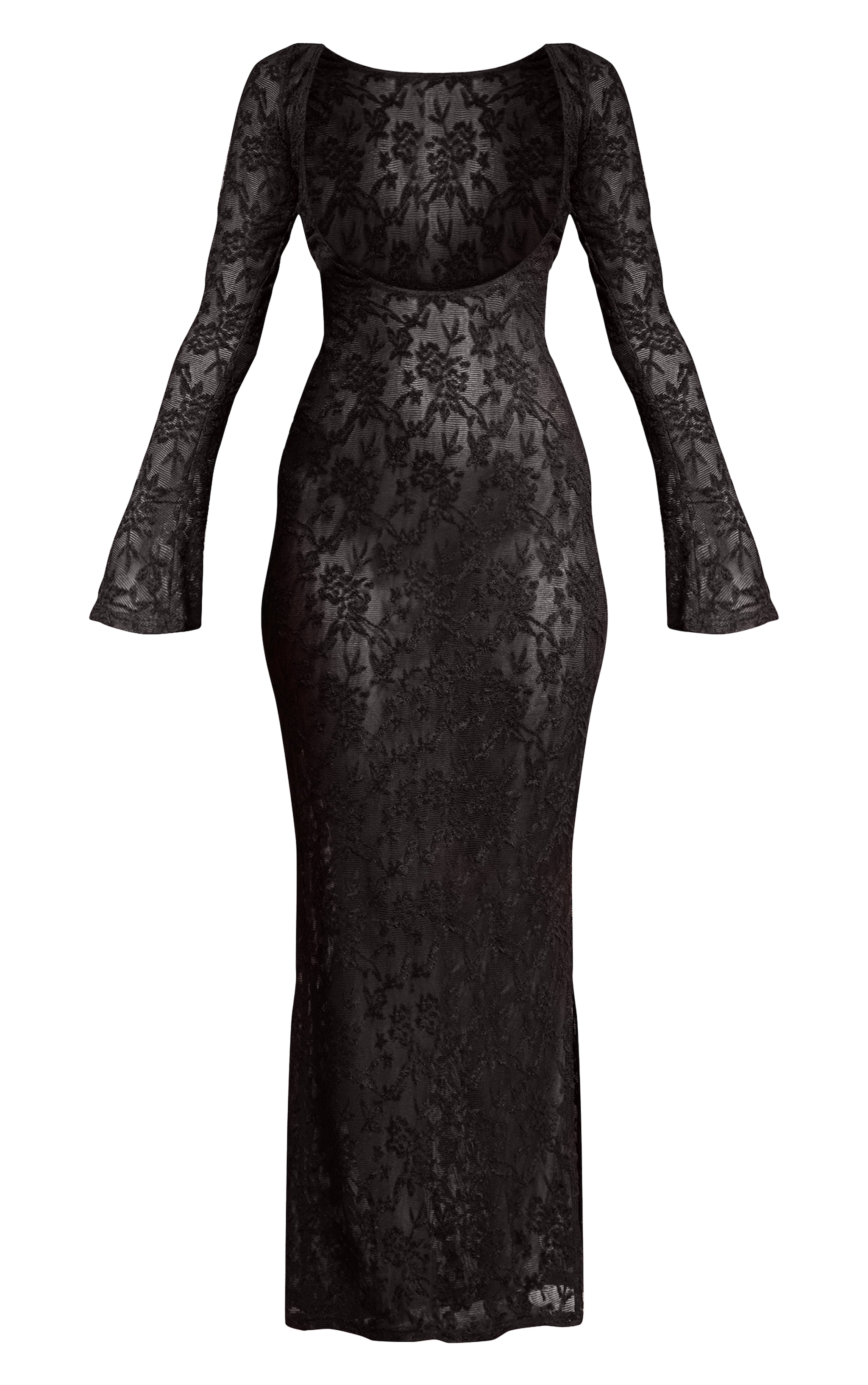 Black Textured Knit Plunge Front Maxi Beach Dress image 5