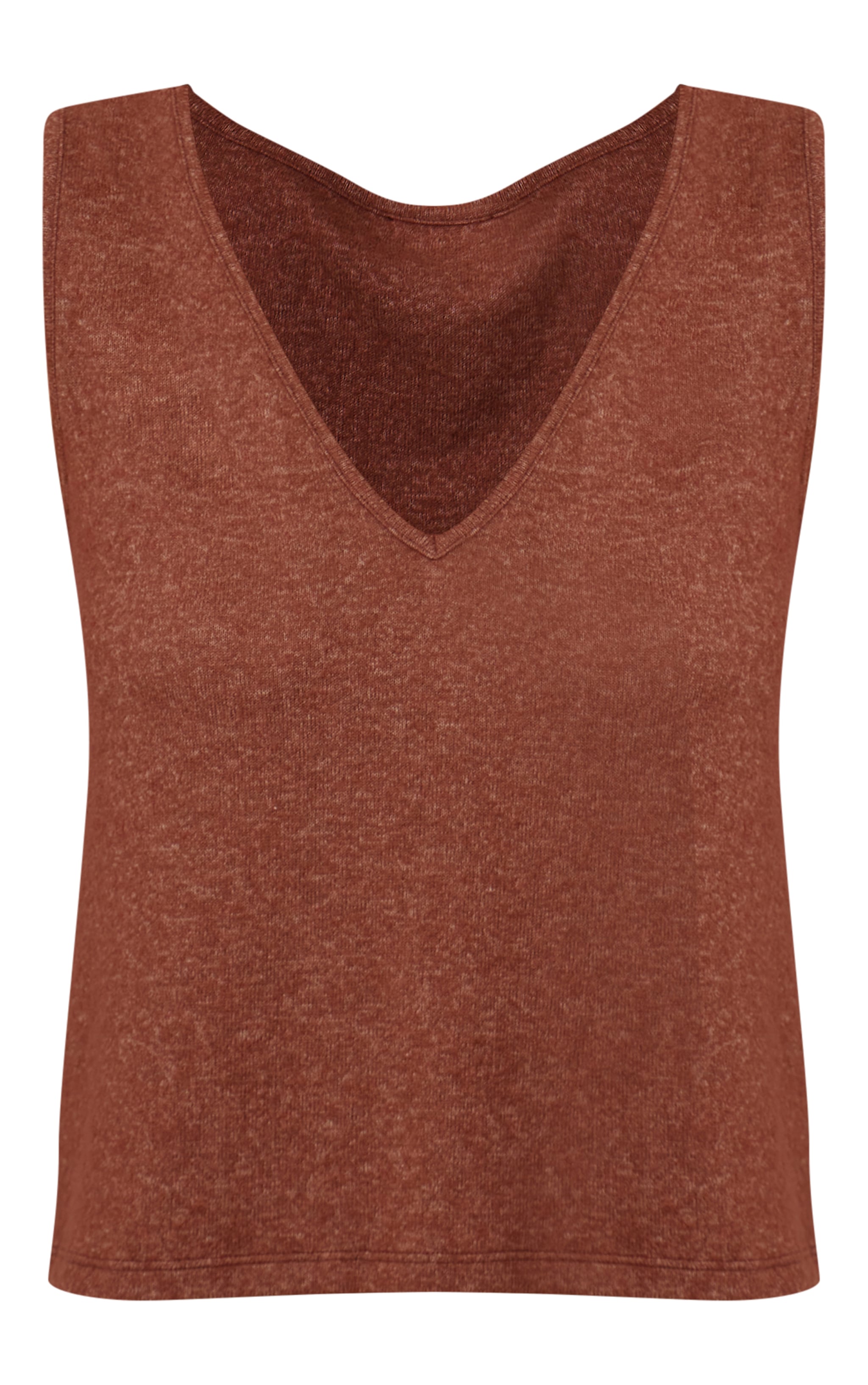 Chocolate Soft Knit V Neck Slouchy Vest Top image 5