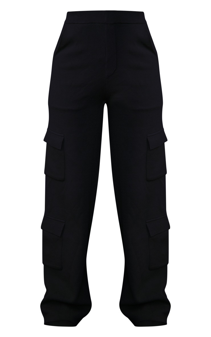 Black Knitted Cargo Pants image 5