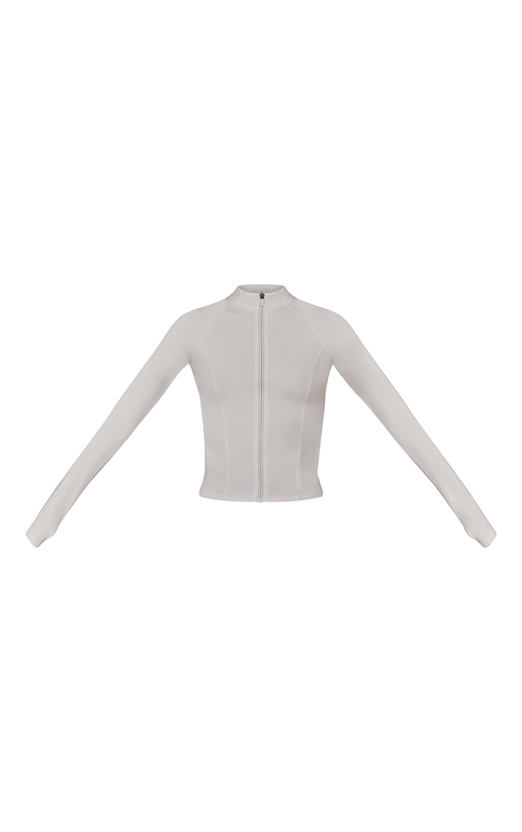 White Sculpt Seam Detail Zip Up Gym Jacket image 5