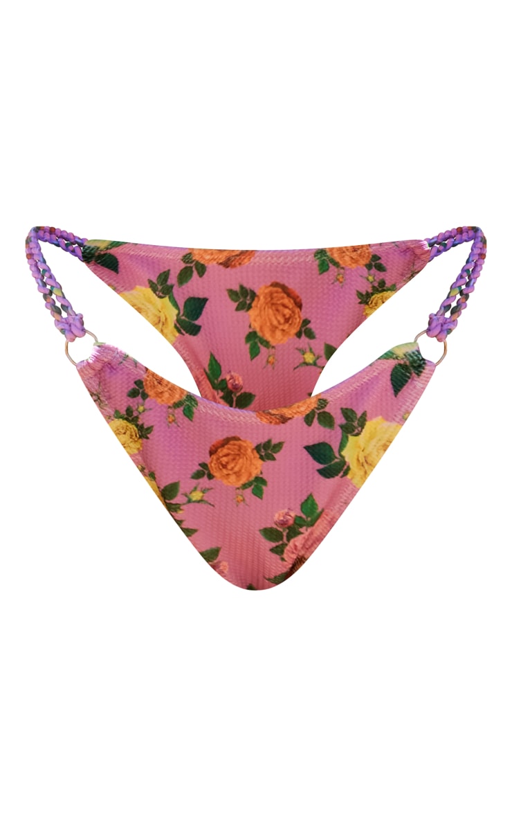 Pink Pink Ditsy Floral Textured Bikini Bottoms PrettyLittleThing IE