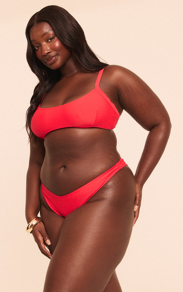 Plus Red Scoop Bikini Top image 3