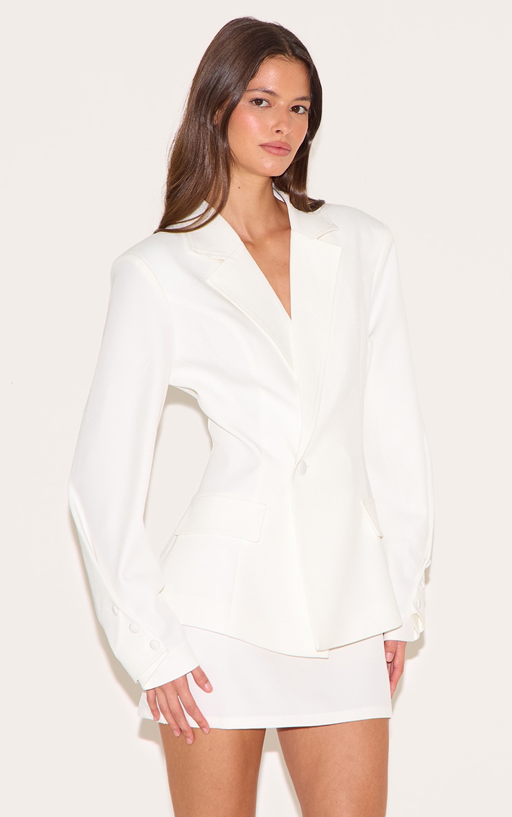 White Woven Mid Rise Mini Skirt image 4