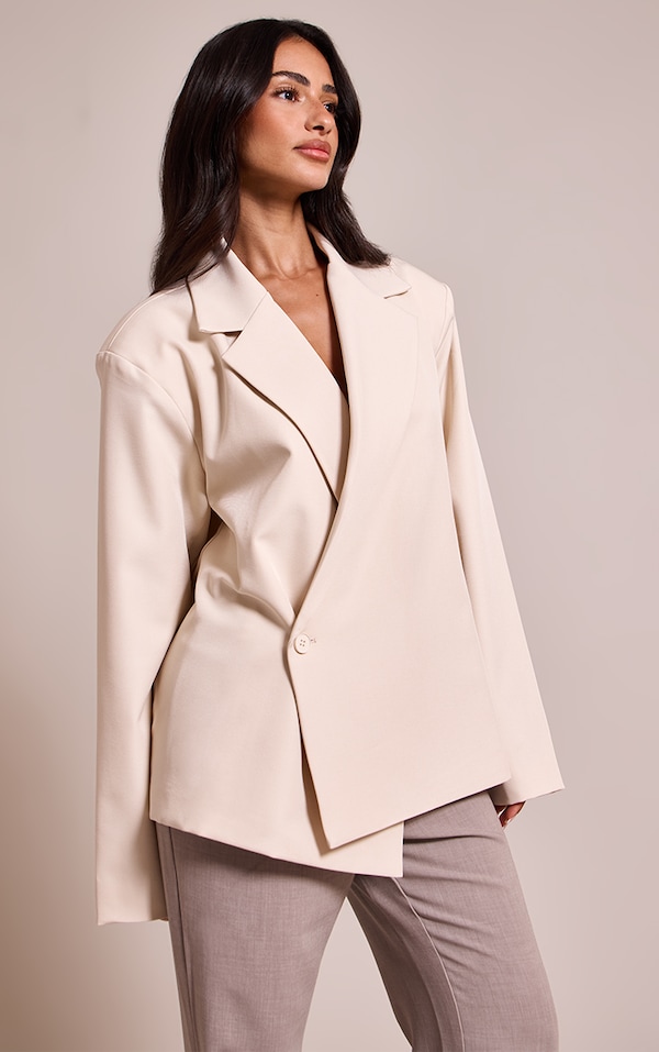 Petite Stone Oversized Boxy Crossover Blazer