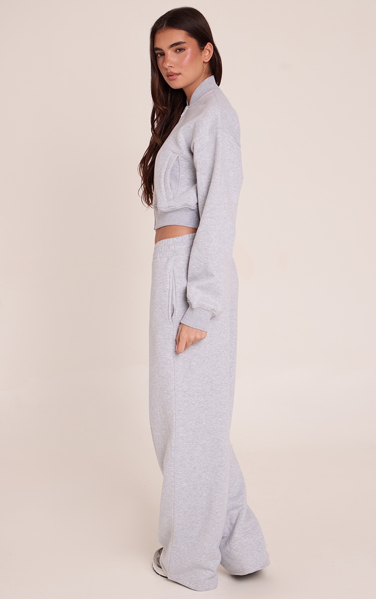 Grey Marl Cotton Fleece Cross Waist Sweatpants image 3