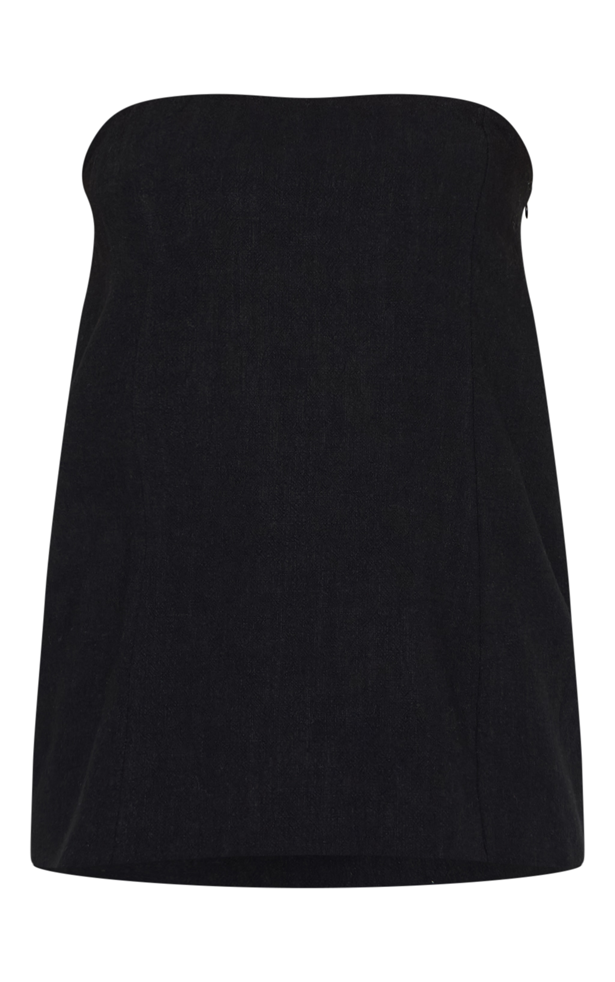 Black Linen Look Bandeau Long Line Top image 5
