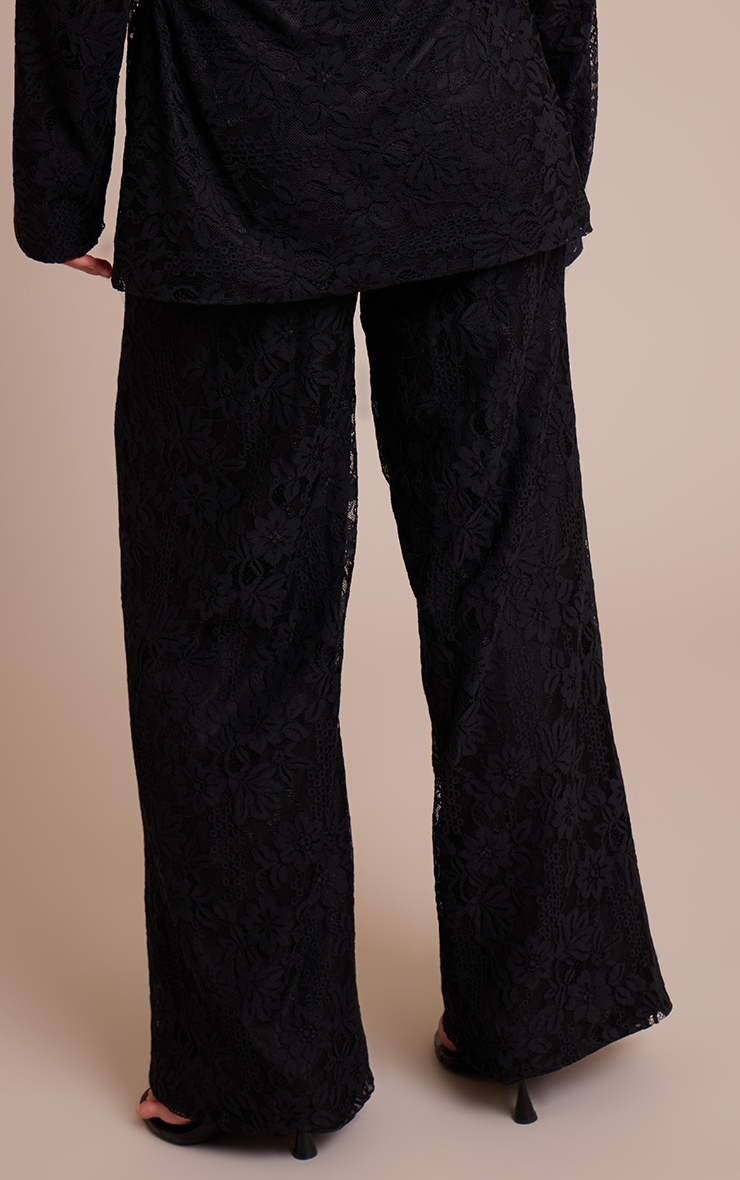 Black Lace Wide Leg Pants image 3