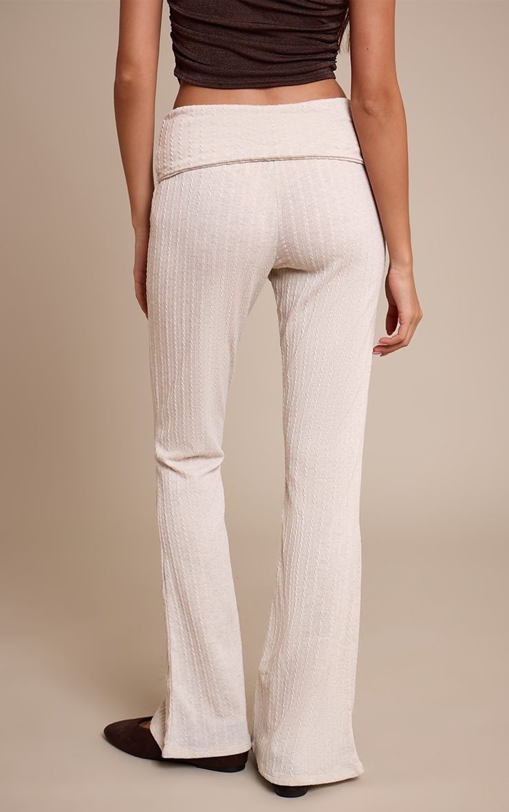Stone Cable Textured Jersey Fold Over Flared Pant image 3