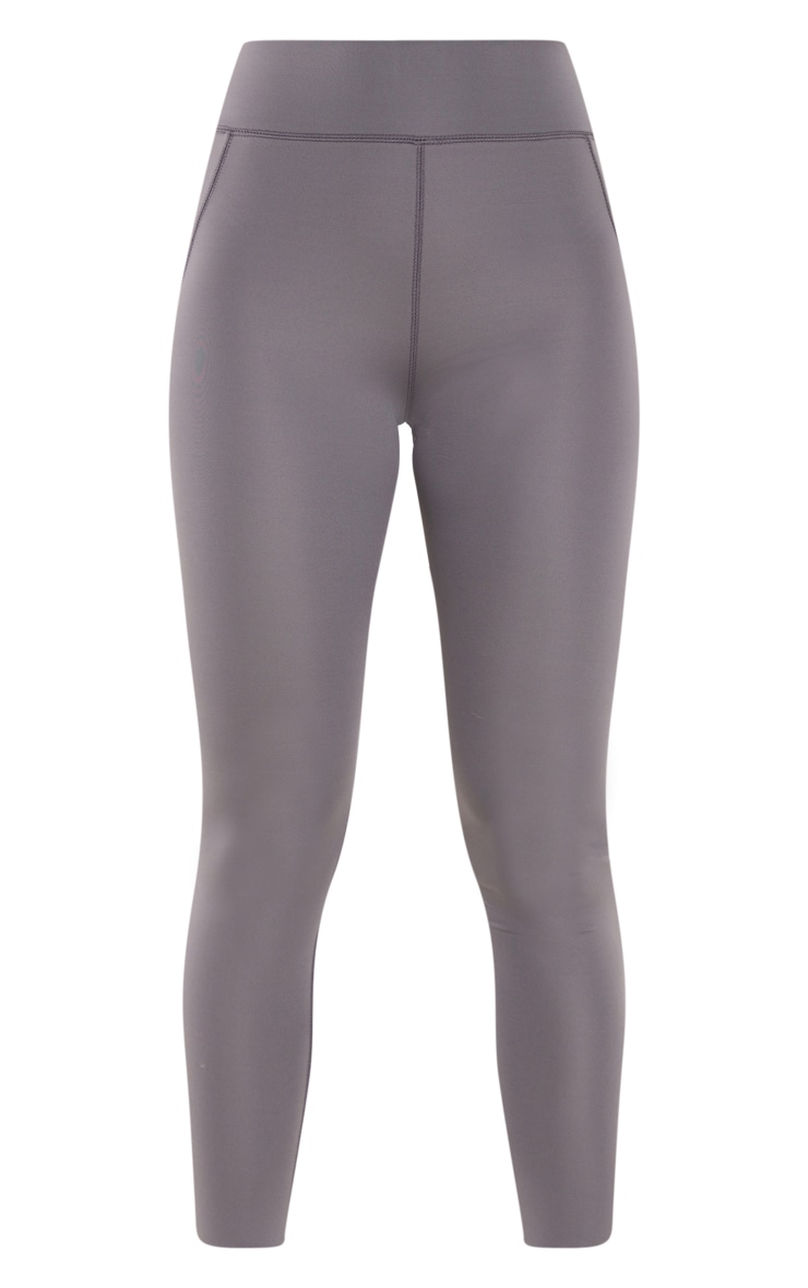 Legging de sport gris mat à coutures contrastantes image 5