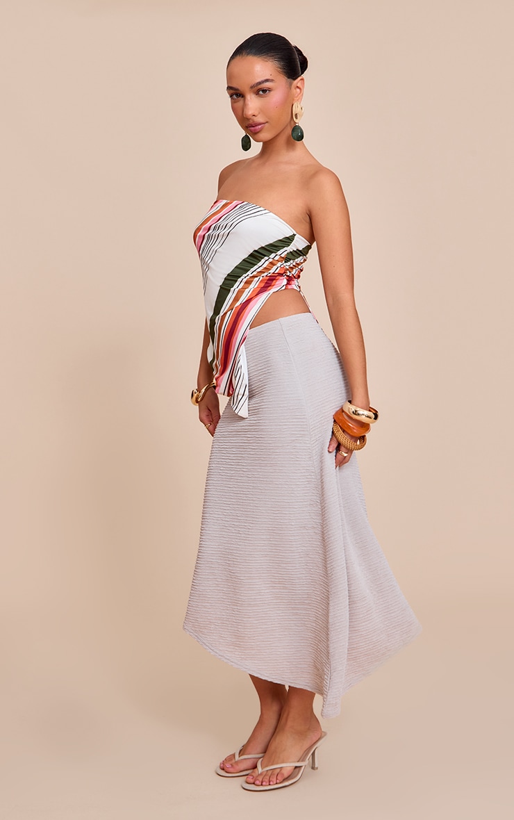 Pebble Textured Jersey Asymmetric Hem Midi Skirt image 1