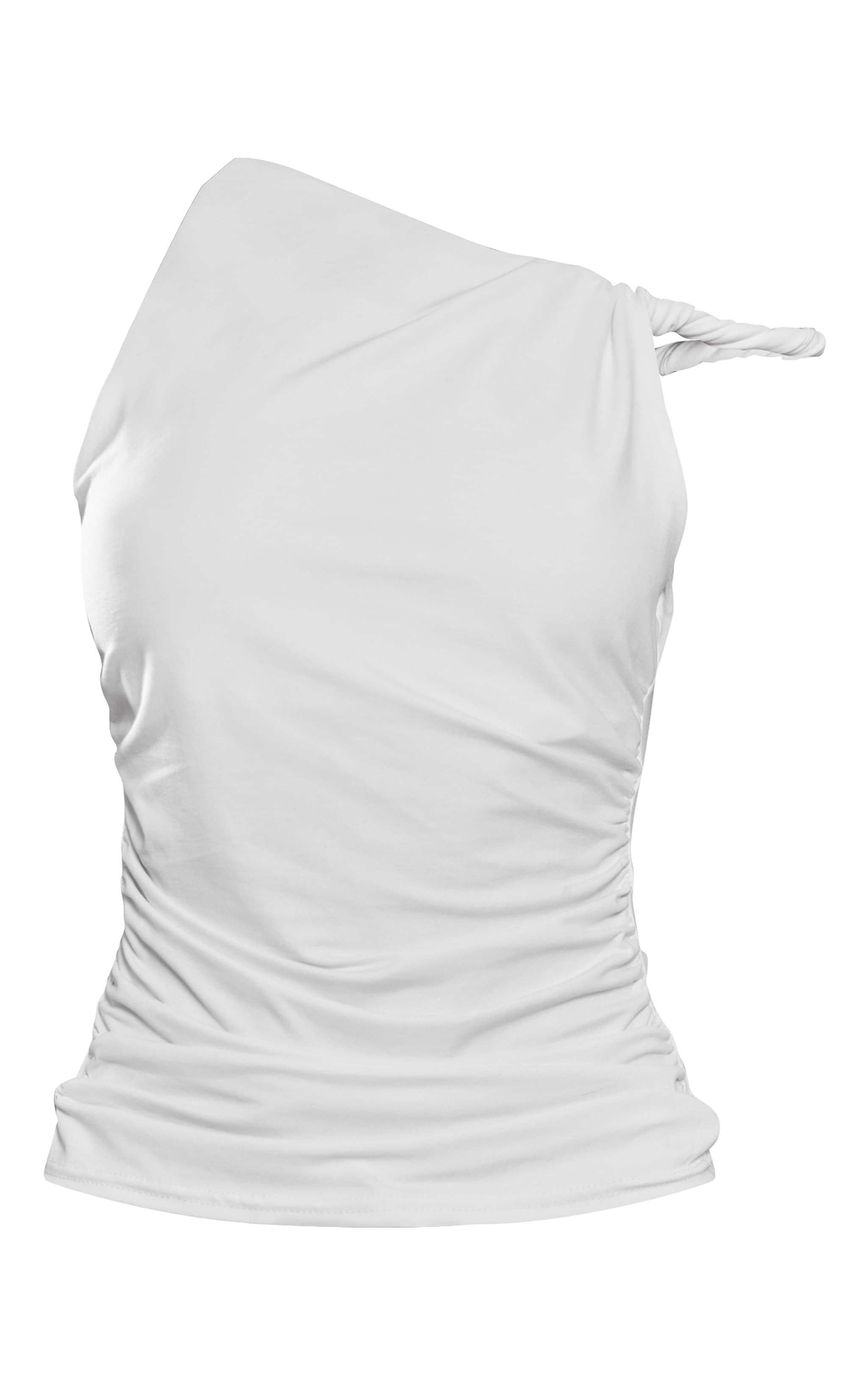 Petite White Soft Touch Twist Detail Ruched Top image 5