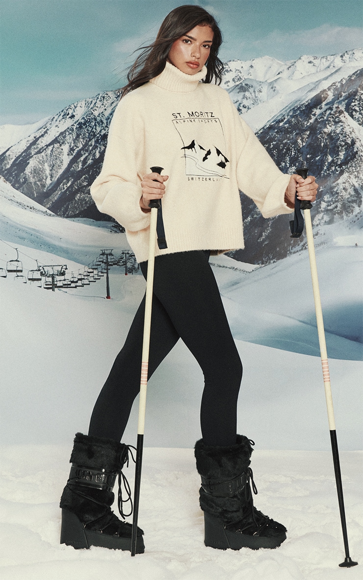 Cream Moritz Graphic Roll Neck Knitted Sweater image 3