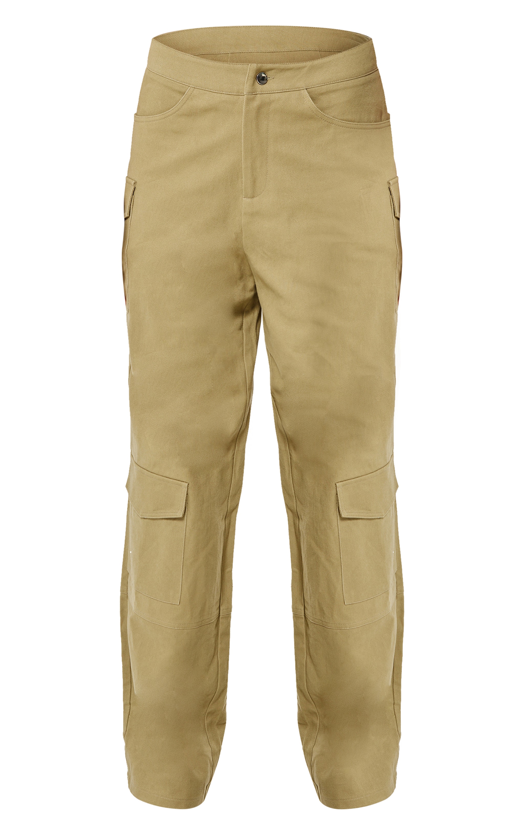 Pantalon large en maille sergée deluxe taupe style cargo à taille mi-haute image 5