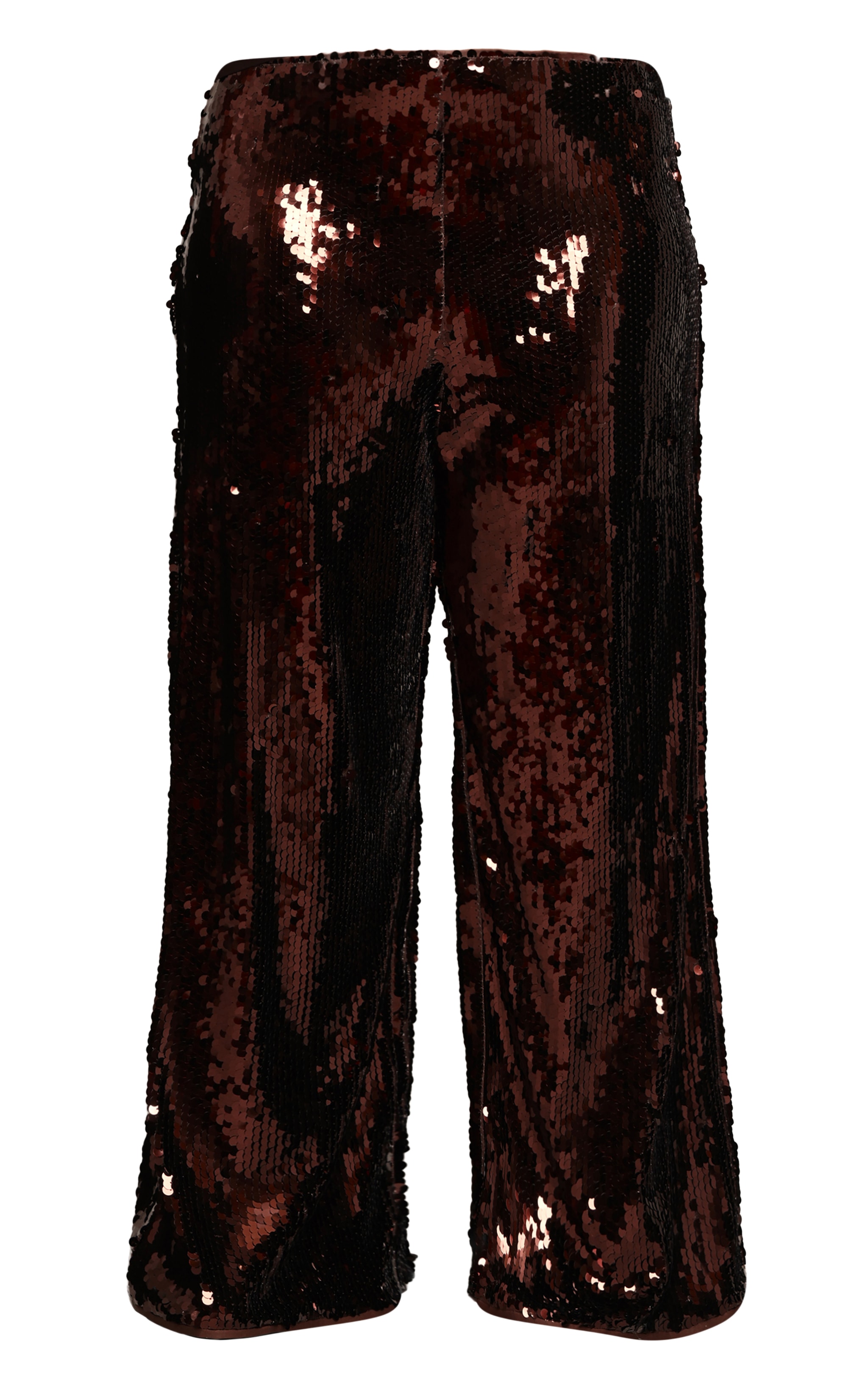 Plus Dark Chocolate Sequin Wide Leg Floaty Pants image 5