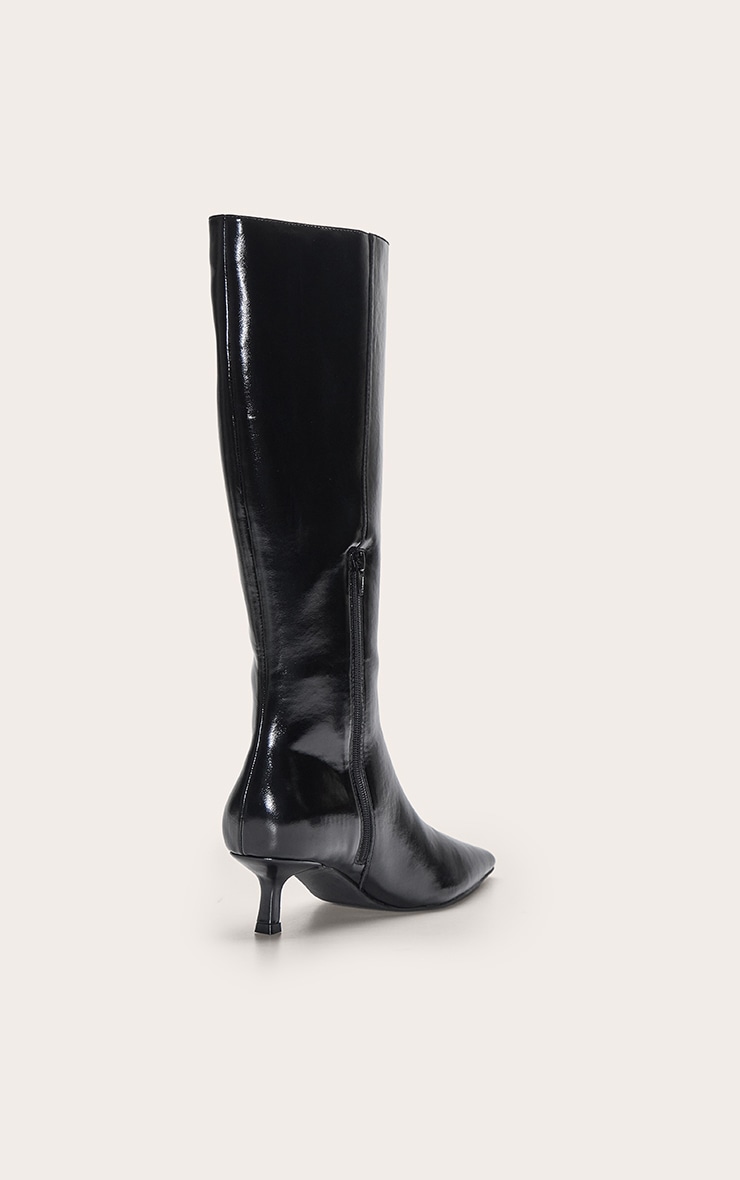 Black Point Toe Kitten Heel Knee High Boot image 4