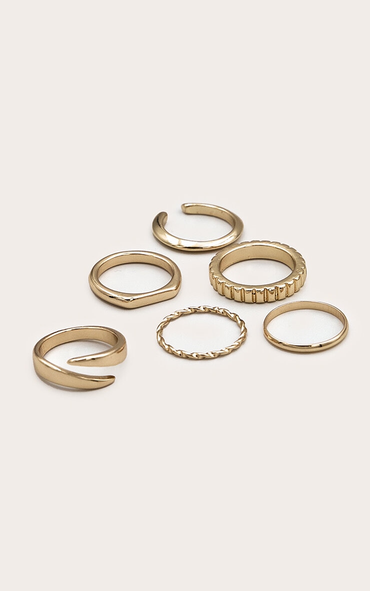 Gold Abstract Assorted Multipack Rings image 2
