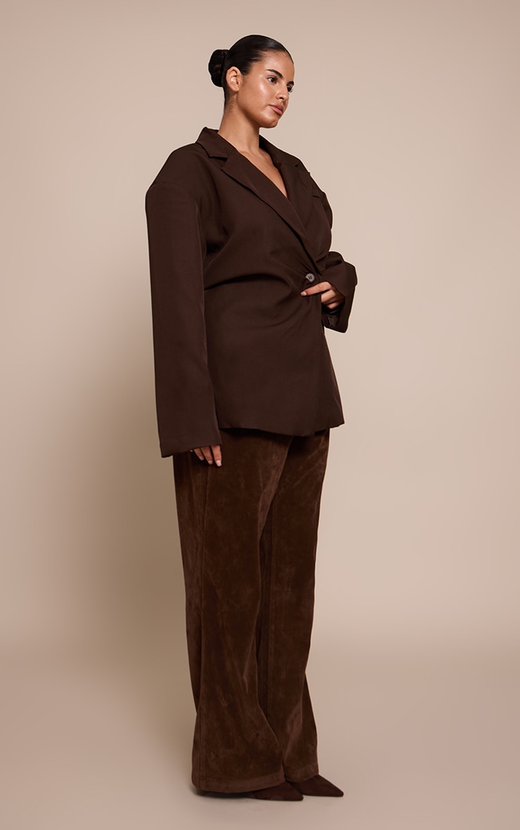 Plus Blazer de tailleur chocolat à taille cintrée image 3