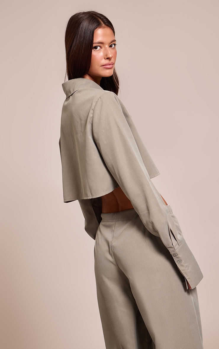 Dark Khaki Cropped Shirt image 2