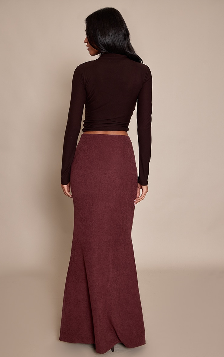 Tall Deep Burgundy Peachskin Fishtale Maxi Skirt image 3