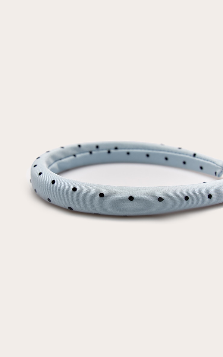 Powder Blue Contrast Polka Dot Skinny Headband image 3