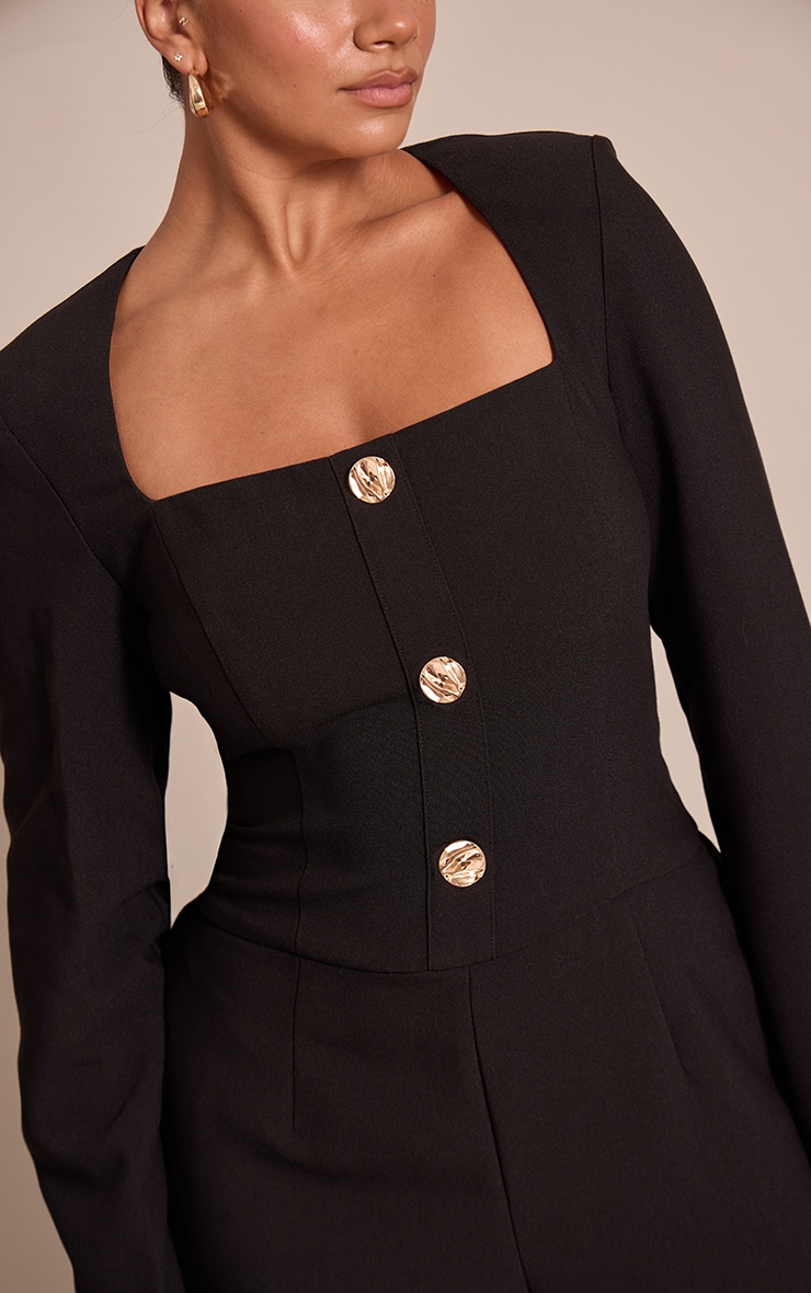 Shape Black Tailored Hammerd Button Wide Leg Jumpsuit image 4