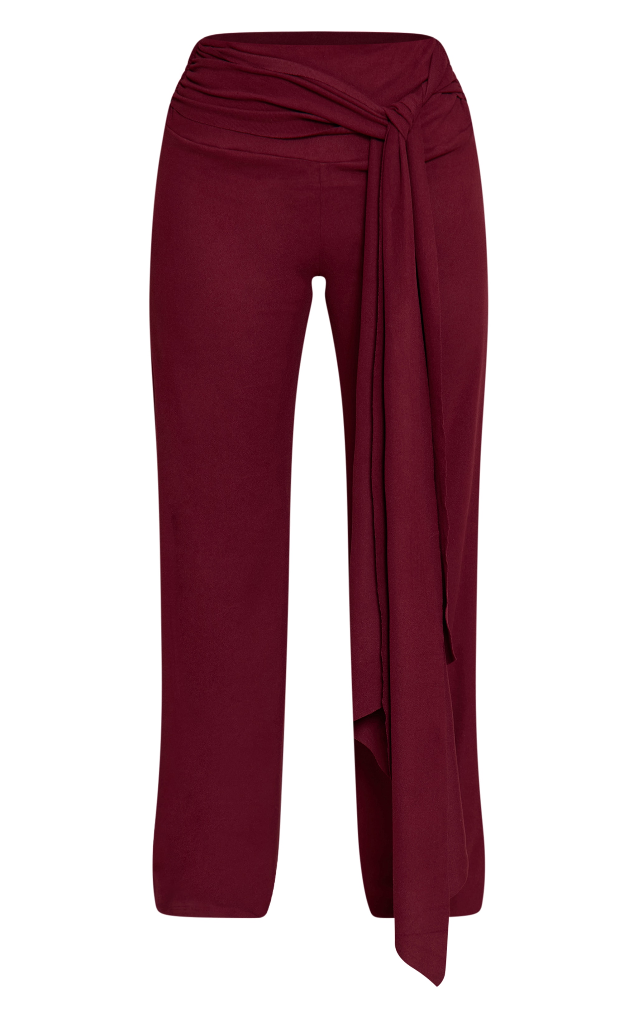 Petite Burgundy Drape Detail Wide Leg Pants  image 5