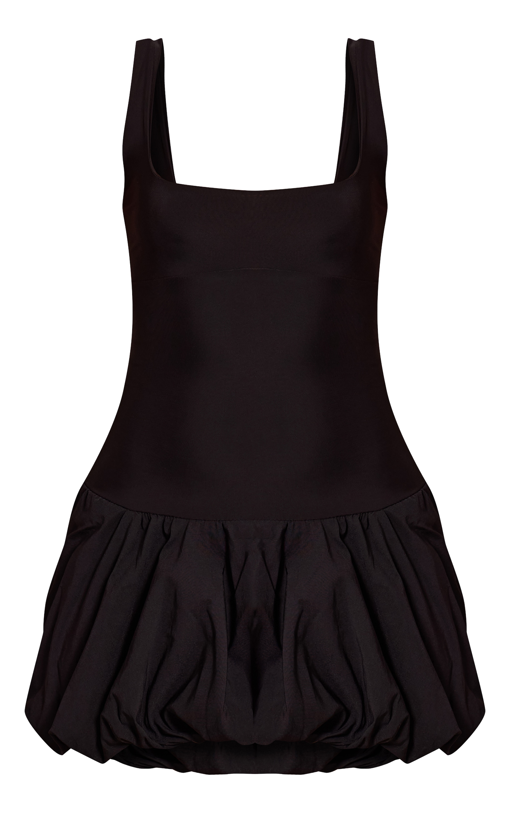 Tall Black Slinky Puff Hem Mini Dress image 5