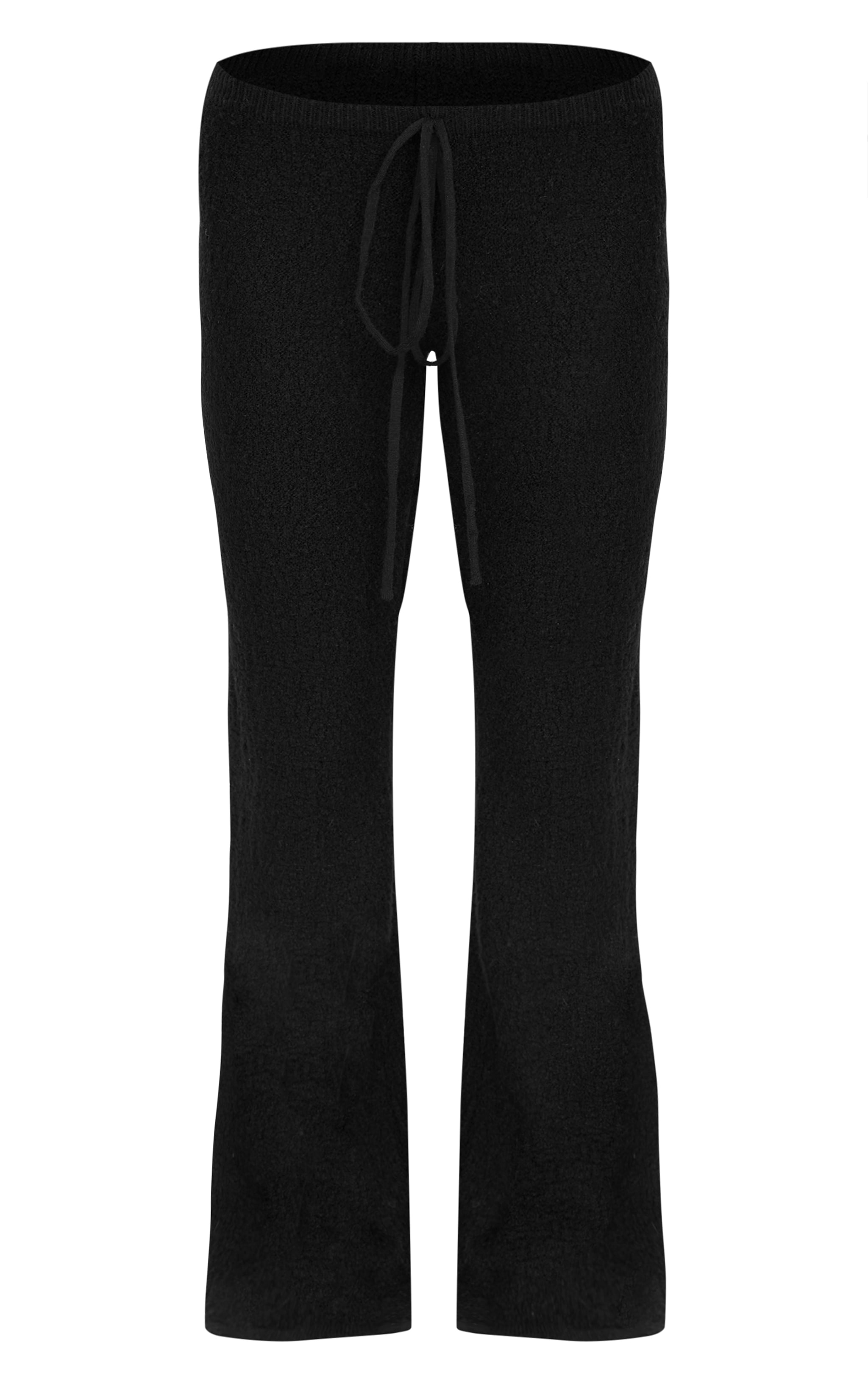 Black Bobble Knit Drawstring Waist Wide Leg Pants image 5