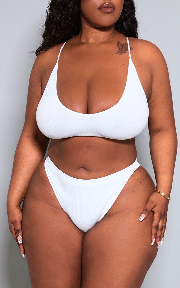 Plus White Seamless Rib Knickers