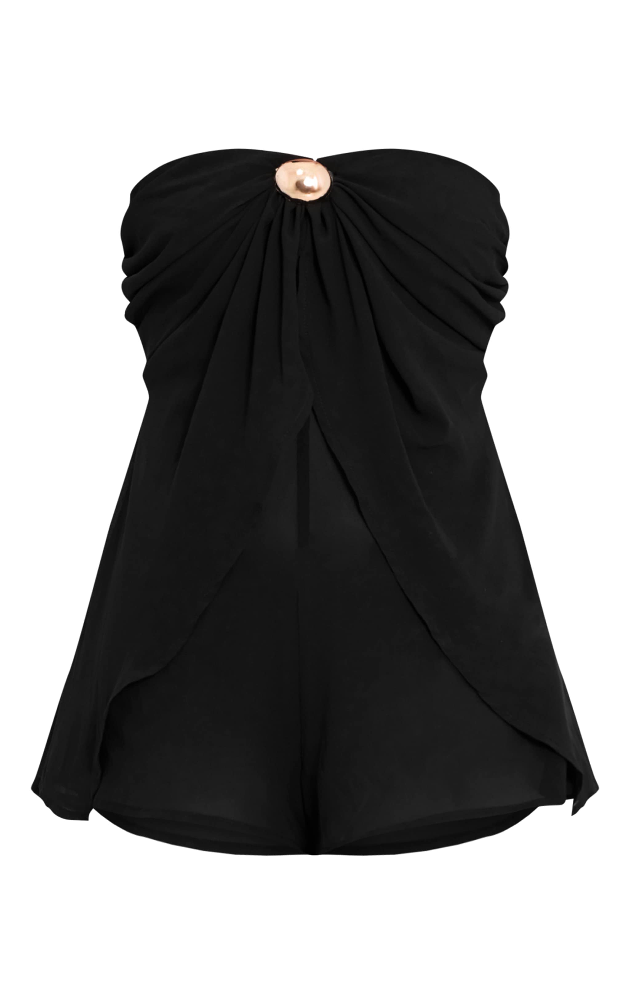 Black Chiffon Trim Detail Bandeau Romper image 5
