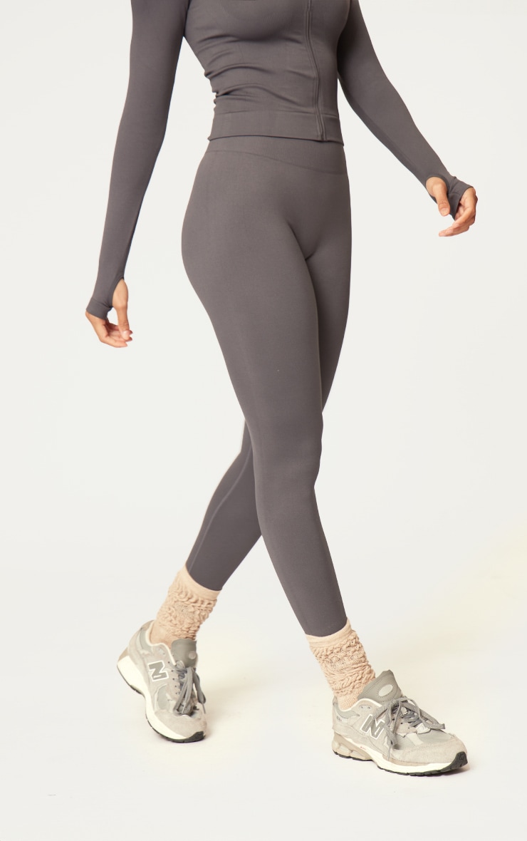 Charcoal Seamless High Waist Gym Leggings image 2