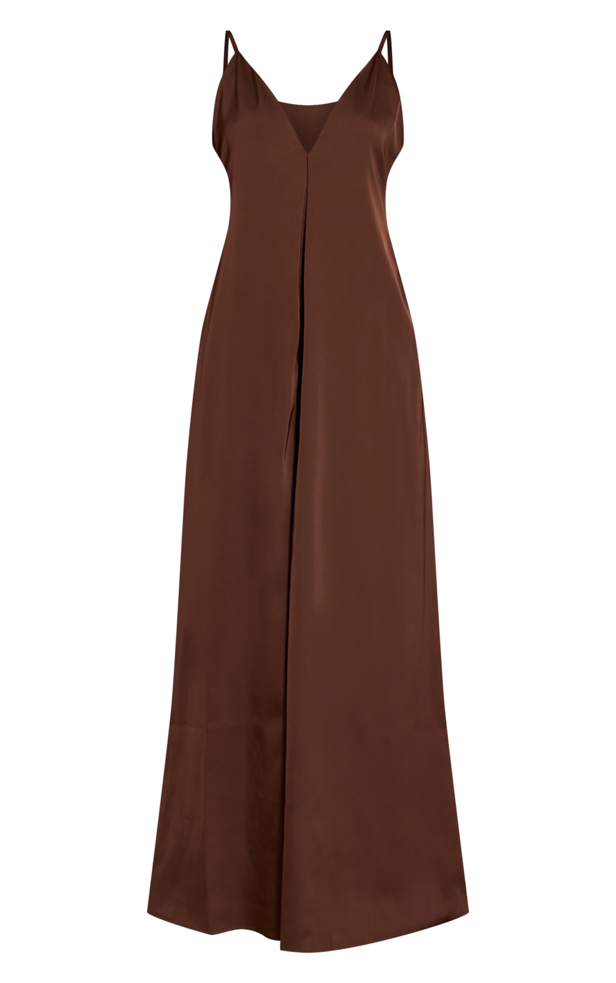Chocolate Satin V Neck Wide Leg Jumpsuit image 5