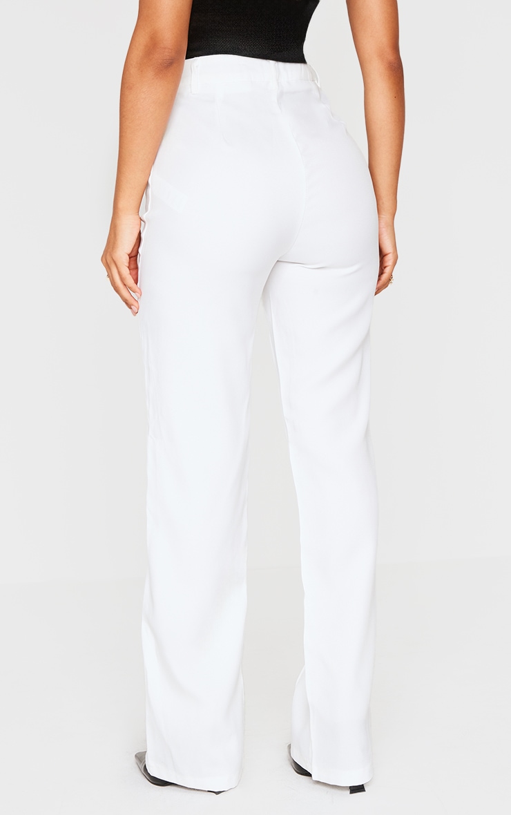 Petite White High Waist Straight Leg Pants image 3