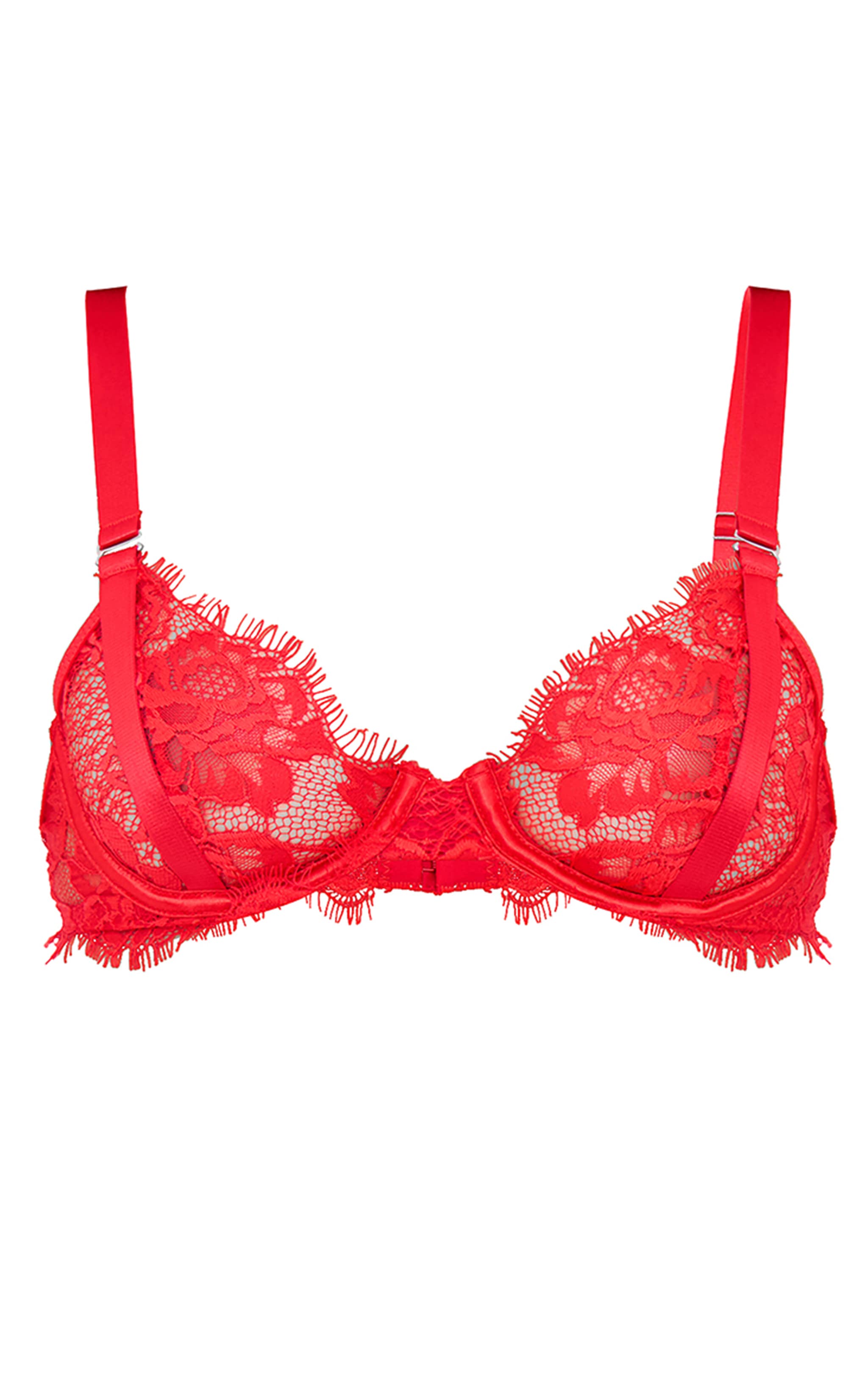 Red Eyelash Lace Underwired Bra image 5